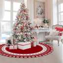 58 Inch Christmas Tree Skirt,Large Christmas Tree Skirt with Snowflake and Reindeer, pefect for Holiday Party Decor, Christmas Tree Decoration