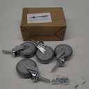 Finnhomy Caster Wheels 3 Inch Set of 4 Heavy Duty Threaded Stem Casters 3/8"-16 x 1-1/2" Swivel Rubber Industrial Castors Premium Wheels for Wire Shelving/Furniture/Carts Load Bearing 720 Lbs Gray