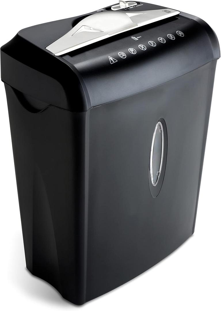 Aurora High Security Paper and Credit Card Shredder with 3.7-Gallon Wastebasket, 8-Sheet Cross-Cut with Basket (Black)