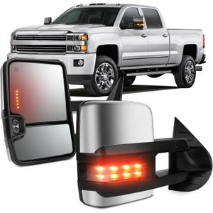 OCPTY Power Heated Towing Mirror Fit For Chevy Silverado 2008-2013 For Gmc Sierra 2008-2013 For Chevy 2007-2014 For Gmc 2007-2014 Rearview Mirrors Towing Mirrors Chrome Driver & Passenger Side
