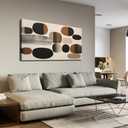 Prepeyssee Large Brown Abstract Wall Art for Living Room Geometry Black Boho Artwork for Bedroom Office Kitchen Modern Canvas Prints 24"x48"
