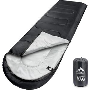 MEREZA Sleeping Bags for Adults Cold Weather Mens Warm Sleeping Bag for Big and Tall Girls Boys with Compression Sack for 3-4 Season Camping Backpacking Hiking