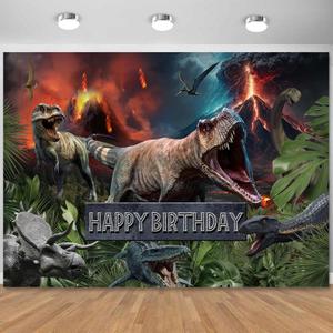 Sensfun Dinosaur Happy Birthday Backdrop Banner Boy Kids Dino Theme Birthday Party Photography Background Jungle Dinosaur World Park Birthday Party Decorations Supplies Photo Booth Backdrops 6x4ft