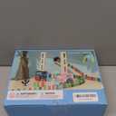 Domino Train Toys Kids Games - Automatic Stacking Creative Game 3+ Year Old - Stem Montessori Toy for Boys 4-6 - Summer Autistic Christmas Birthday Gifts 5 6 Toddler Ages 4-8 (Morandi Blue)