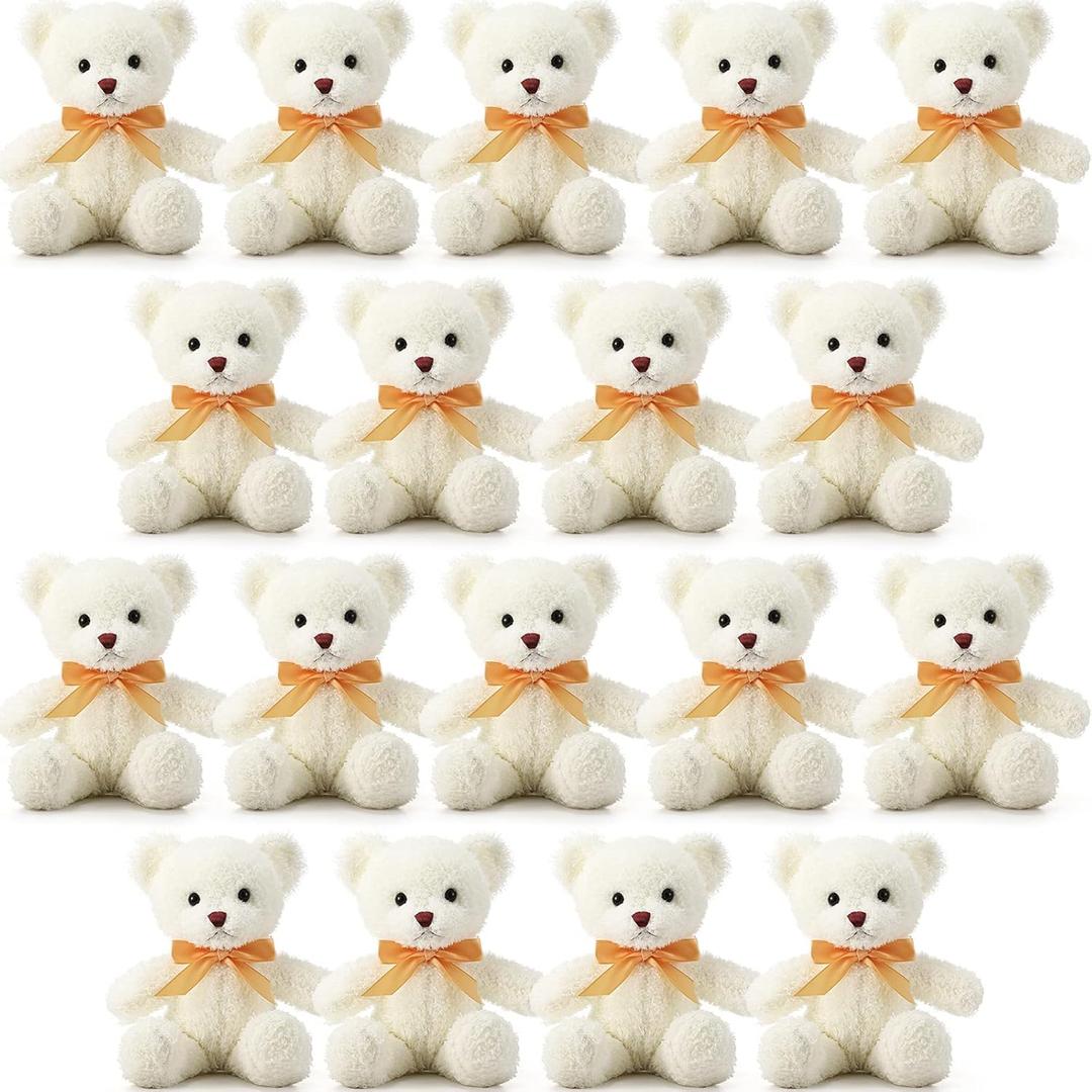 Lenwen 18 Pcs Bear Stuffed Animals Bulk 12 Inch Soft Plush Bears Doll Small Stuffed Toy for Boy Girl Baby Shower Valentines Christmas Birthday Decor Gift Party Favors(White)