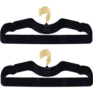 Velvet Hangers 50 Pack, Ultra Slim & Short Neck Hanger, 360 Swivel Hook, Space Saving Durable Non-Slip Felt Hangers,Black b