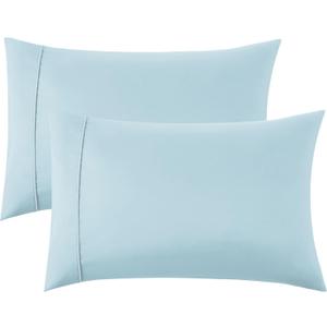 Bedsure Light Blue Pillow Cases Set of 2 - Polyester Microfiber Pillowcase 2 Pack,Super Soft and Cozy Cooling Pillow Case Covers with Envelop Closure,Easy Care Fade Resistant,Queen,20x30 Inches (11 - Winter Sky)