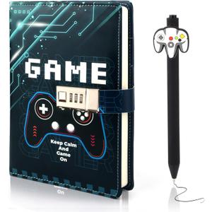 Diary with Lock for Boys Ages 8-12, Game Journal with Lock, Video Game Diary for Teen Boys 10-18, Birthday Gifts for Boy Journal with Pen, Gaming Notebook Writing Drawing Back to School Gifts for 10 11 12 13 14 15 16 Teenages