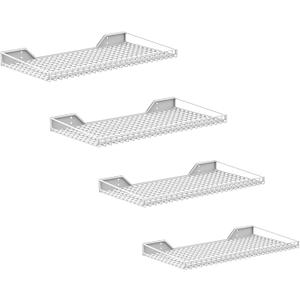 Garage Wall Shelf, Wall-Mounted Storage Shelves for Garage, Closet, Laundry Room, Heavy Duty Wall Shelving, Holds Up to 65 Lbs(White, 4 Shelves)