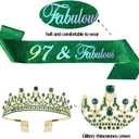 Green Happy Birthday Party Supplies Sash and Crystal Tiara for Mom Aunt Nana Sister Women Gifts