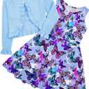 Toddler Girl Sleeveless Dresses and Long Sleeve Ruffle Cardigan 2 Piece Fall Outfits for 2-8T (5-6 Years, A3-butterfly 02)