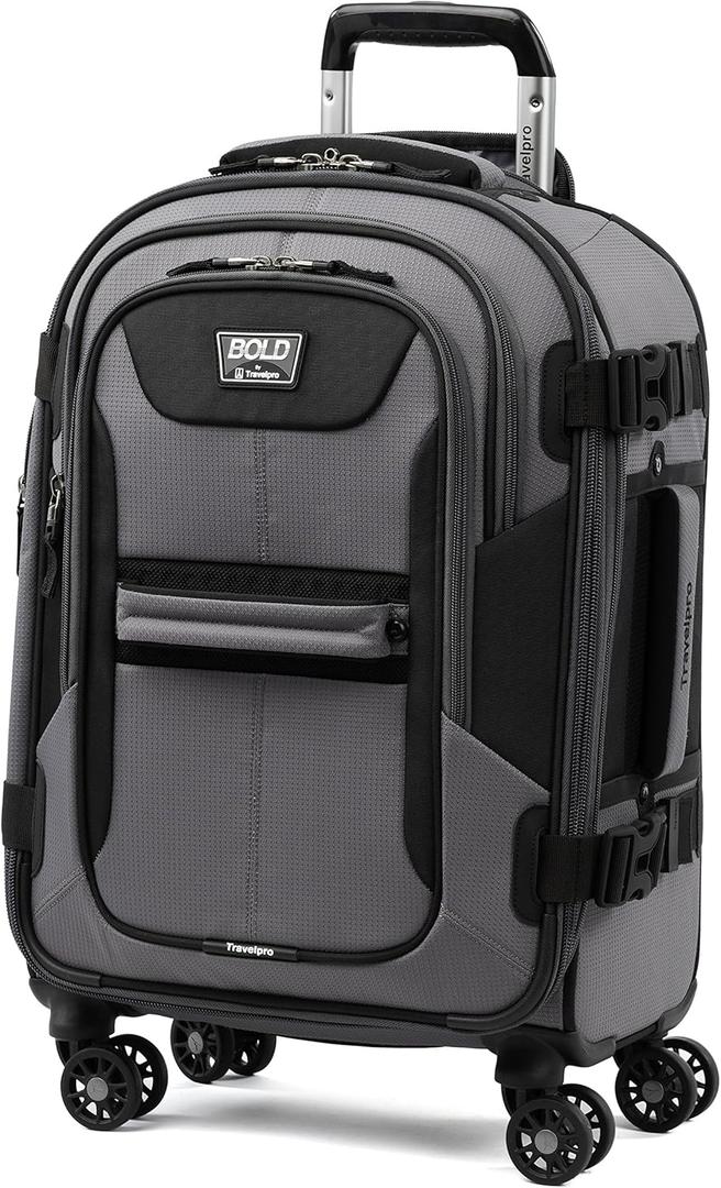Travelpro Bold Softside Expandable Carry on Spinner Luggage, Carry on 21-Inch, Grey/Black
