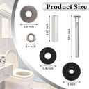 Universal Toilet Tank to Bowl Bolts Kit, Heavy Duty Toilet Bolts, Waterproof Stainless and Rubber Washers Gaskets with Extra Long Nut Screw for Fastening (Silver) (2, Long)