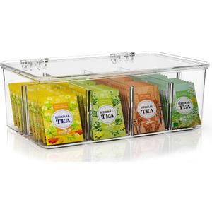 Utopia Home Stackable Clear Tea Bag Organizer With Lid - Storage Box For Countertops, Cabinets, Pantry (Pack of 1)