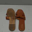 Rihero Women's Dressy Flat Sandals Comfortable Slip On Leather Slide Sandals 9.5