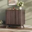 29'' Sideboard Buffet Cabinet with Storage, Fluted Cabinet with Rounded Corners, Modern Buffet Table Accent with 2 Doors for Coffee Bar, Console Table,Walnut, 28.75" W x 13" D x 29.53" H