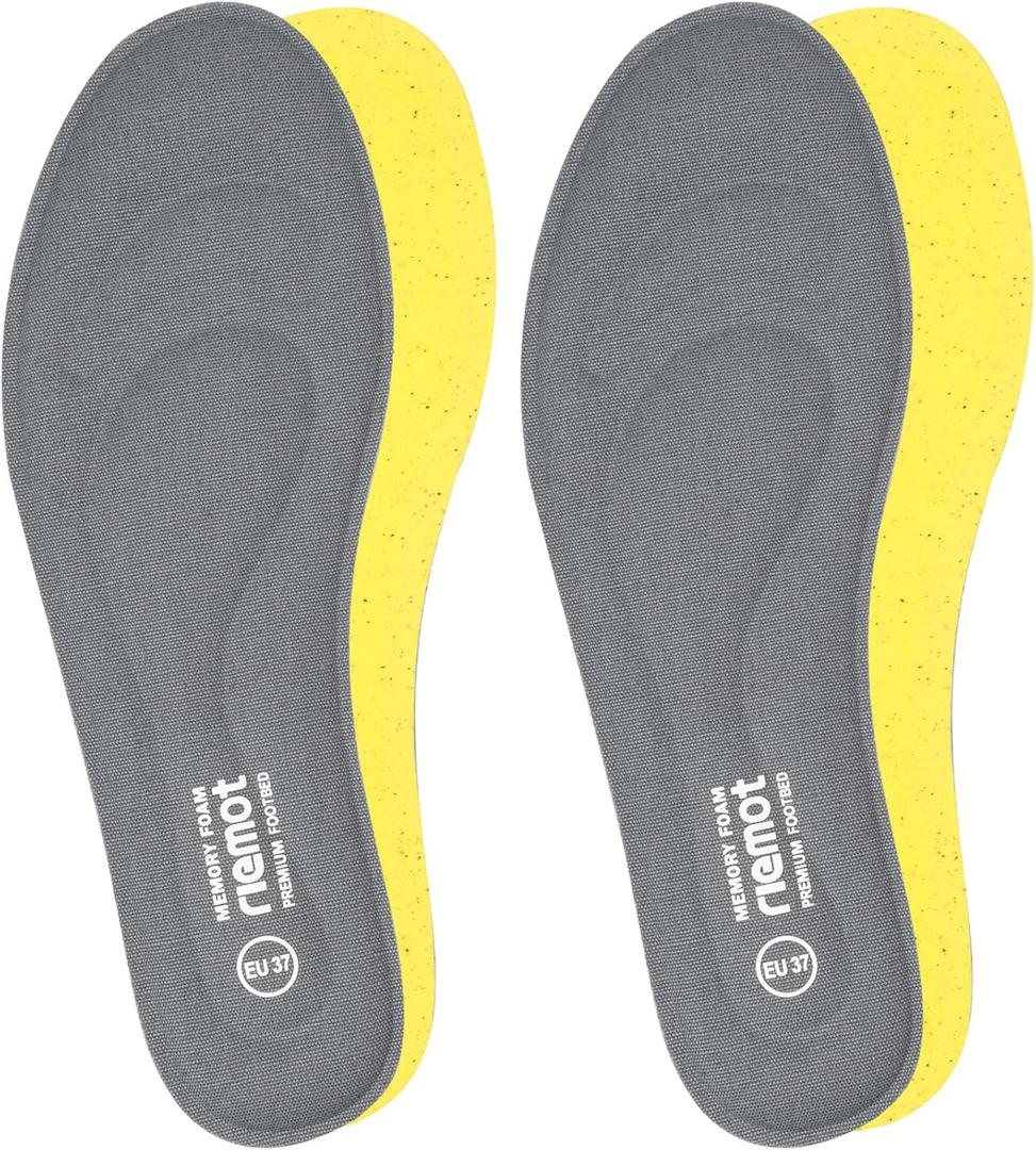 riemot 2 Pairs Memory Foam Insoles for Women Replacement Shoe Inserts for Sneaker,Work Boot,Comfort Cushion Shoe Insole,Breathable Inner Soles Shock Absorbing for Foot Pain Relief Grey US10/ EU41