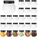 Tradder 24 Pcs Plastic Candy Jars with Lids 8.5 oz Wide Mouth Candy Containers Bulk for Cookie Buffet Coffee Party Laundry Kitchen