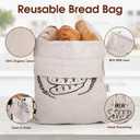 2 x 2 Pack Linen Bread Bag for Homemade Bread Container - Plastic Lined, 19.7 x 13.7 Inch Unbleached & Reusable Bread Storage for Bakery Baguette Picnic Wedding Wrapping Camping