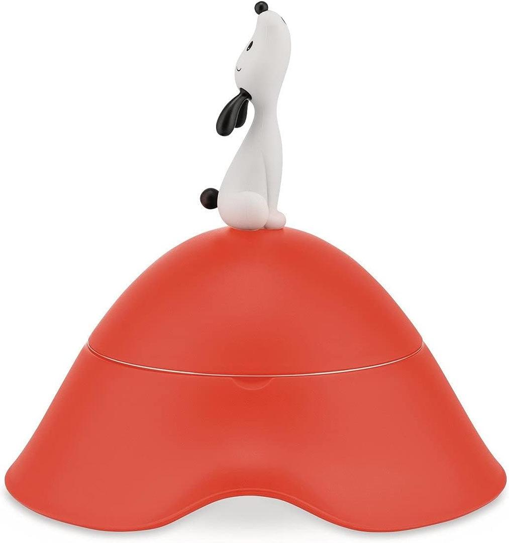 Alessi AMMI19 RO Lul Dog Bowl with lid in thermoplastic Resin and 18/10 Stainless Steel, Red Orange