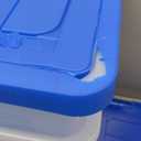 IRIS USA File Box, Plastic File Organizer Box With Lids, Letter/Legal File, Important Document Box, Portable Storage Filing Bin, Stackable Nestable, Clear/Blue 35 Qt. 3 Pack