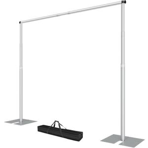 EMART Heavy Duty Backdrop Stand, 10x10Ft Adjustable Pipe and Drape kit with 9.26 LBS Steel Flat Base, Sturdy Metal Diy Photo Background Frame for Parties, Events, Wedding, Photography - Silver