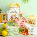 Gilprop 48 Pcs Happy Sukkot Gift Boxes Happy Sukkot Party Bulk Treat Boxes for Candy Cookies Snacks 6" x 4" x 4" Easy to Assemble Gabled Boxes for Jewish Festival Holiday Party Favor