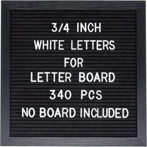 Pre-Cut 3/4 Inch White Letters for Felt Letter Board,340pcs plastic letters including Characters,Numbers,Symbols&Emoji for Message Board - (No Board Included)