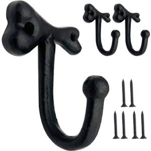 Rustic Wall Hooks Heavy Duty, Cast Iron Hooks, Dog Bone Decorative Cast Iron Wall Hooks, Vintage Hooks for Hanging Coats, Bags, Key, Towels, Hats, Clothes, Belts (Black 3 Pack)