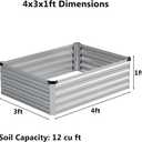 zunatu 4x3x1 ft(2 Pack) Galvanized Raised Garden Bed,Outdoor Planter Box Metal Patio Kit Planting Bed for Vegetables Flowers and Succulents,Silver