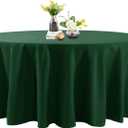 132 Inch Stain and Wrinkle Resistant Washable Polyester Table Cloth, Decorative Table Cloth for Dining Table, Buffet Parties and Wedding, Hunter