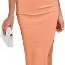 Pink Queen Women's Dresses Crew Neck Sleeveless Cutout Side Slit Bodycon Midi Party Dress (Peach Bellini) Small