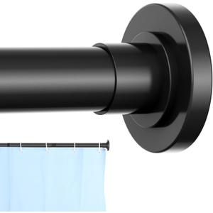 CorkLatta Black Shower Curtain Rod 31 to 92 Inch, 1 Inch Diameter Adjustable Spring Tension Stainless Steel Telescoping Rod, Easy Install, No Rust