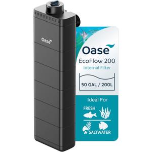 OASE EcoFlow 200 Internal Aquarium Filter, for Freshwater and Saltwater Tanks Up to 50 Gallons, Quiet, Customizable Water Flow, Multi-Stage Filtration