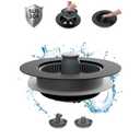 Hibbent Upgraded 3 in 1 Kitchen Sink Drain Strainer and Stopper Combo, Stainless Steel Metal Pop Up Sink Stopper, 3 Anti-Clogging Basket Strainer with Handle for US Standard 3-1/2 Inch Drain, Black