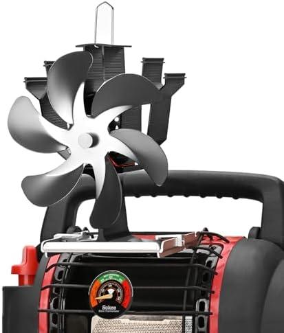 Sckee Wood Stove Fan, Heat Powered Fireplace Fan with Bracket Compatible for Propane Log Burner Wood Burning Stove Accessory for Camping Outdoor Indoor Use (Grey)