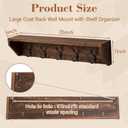 Geelin 35 Inch Wall Shelf with Hooks and Shelf Organizer Wall Mount Coat Rack with 5 Triple Hooks for Hanging for Entryway, Hallway, Bathroom, Living Room, Bedroom