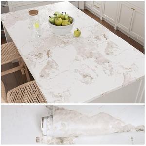 VEELIKE 15.7''x354'' Onyx White Marble Countertop Contact Paper Waterproof Kitchen Countertop Peel and Stick Marble Contact Paper for Countertops Desk Adhesive Counter Top Stick Paper for Bathroom
