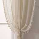 WAZZIO Boho Lace Curtains 96 Inches 2 Panel,Light Filtering Privacy Tassel & Geometry Crochet Semi Sheer Curtain Drapes for Bedroom Living Dining Room,Rod Pocket & Tassel,Vintage Farmhouse Decor,Beige