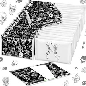 50 Pack Skull Pocket Tissues Travel Size Individual Packs Gothic Skeleton Dancing Pocket Facial Bulk 3 Ply Wallet Travel Tissues for Halloween Party Supplies (Black)