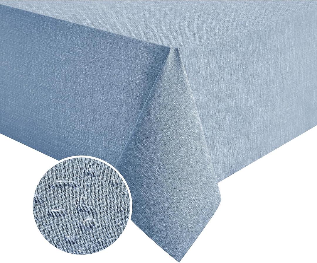 NLMUVW Square Vinyl Tablecloth 100% Waterproof Oil Proof Spill Proof PVC Table Cloth Wipe Clean Table Cover for Kitchen Dining Picnic, 54 x 54 inch, Blue