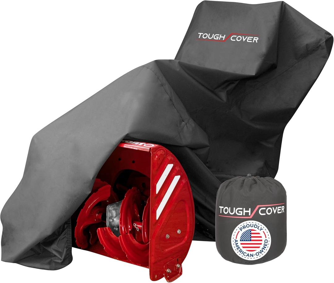 Tough Cover Snow Blower Cover - Standard Size, Basic Black, Waterproof Cover Protection, Heavy Duty Tear-Resistant Marine-Grade Fabric, Universal Fit for Two Stage Snow Blowers