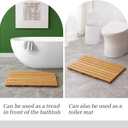 Bamboo Bath Mat for Shower with Non-Slip Rubber,Bathtub Mat,Floor Mat,Shower Mat for Indoor,Outdoor,Spa, Sauna, Pool (Natural, 25.5 * 17 * 1.4 inches)