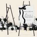 Black Easel Stand for Signs, 4-Tier Height Metal Standing Easel with Adjustable Chain, Heavy Duty Art Easel for Painting, Wedding Sign, Party, Posters & Commercial Display