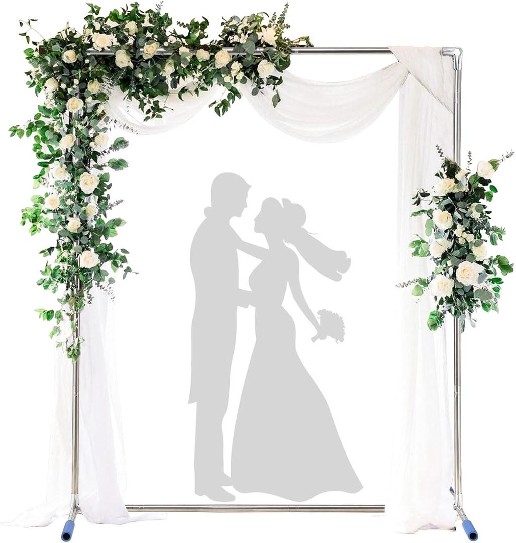 Wedding Arch Backdrop Stand,7x4 FT Metal Arch Backdrop Stand for Ceremony, Stainless Steel Square Backdrop Stand for Parties,Wedding,Birthday,Anniversary,Baby Shower,Garden Decorations