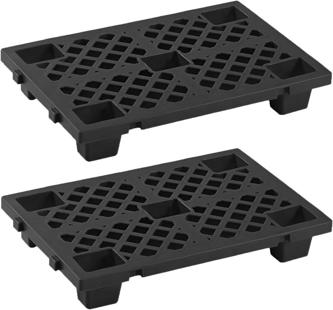 2 Pcs Plastic Pallets, Lightweight Waterproof Floor Pallet, Interlocking Storage Pad with Breathable Grids, Applicable to Indoor and Outdoor, Garages, Kitchen and Basement