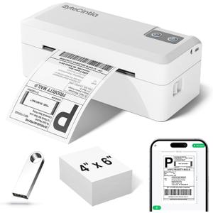 Bluetooth Thermal Shipping Label Printer, 4x6 Shipping Label Printer for Small Business, Support Android, iOS, Windows & Mac, Works with Amazon, Ebay, Shopify, Etsy (White)