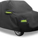 Motoforti for Fiat 500 2007-2022 Cover Waterproof Car Cover Outdoor Full Car Cover All Weather Protection Rain Sun Protection with Zipper Black Long-Lasting