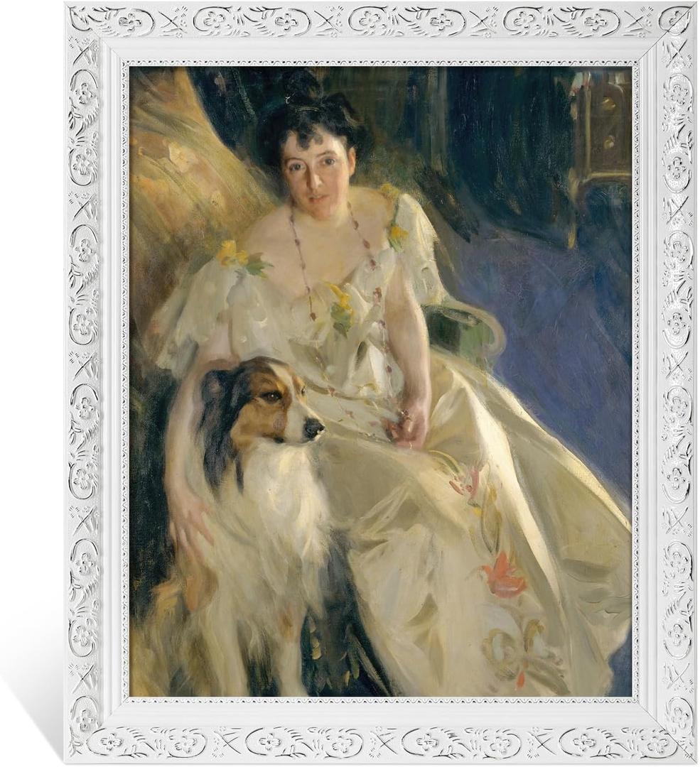 Ornate Canvas Frame for 12x16 Oil Paintings Art Prints, Antique White Frame for Landscape Portrait, Open Back Wood Frame for Home Office Gallery Wall Decor (No Plexiglass & Backing Board)