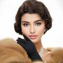 1920s Wig for Women Short Finger Wave Party Wigs Natural Synthetic Hair Full Wigs Halloween Retro Cosplay Party Daily Costume Flapper Wig (Dark Brown)